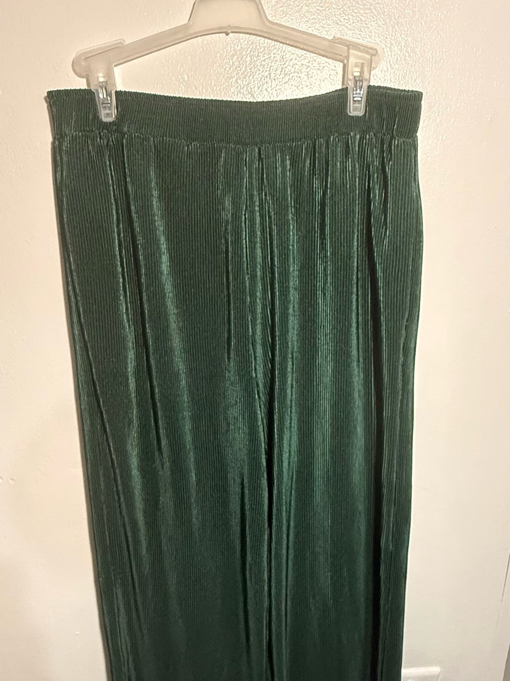 Emerald Velvet Pleated Wide-Leg Pants